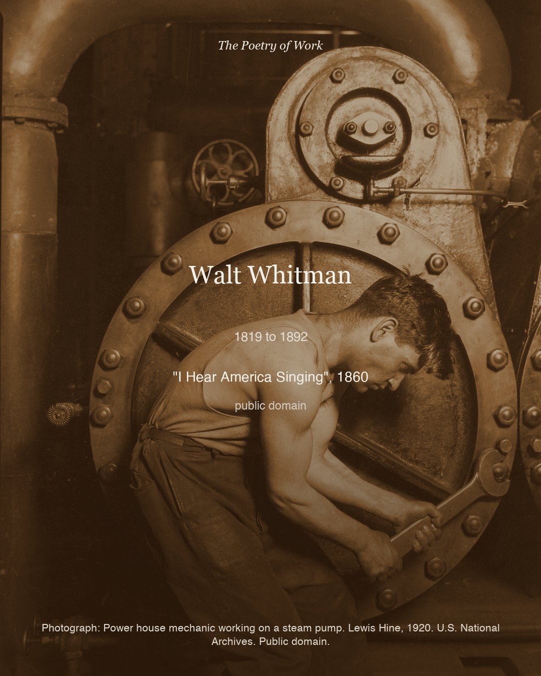 Walt Whitman, I Hear America Singing, card 5 of 5