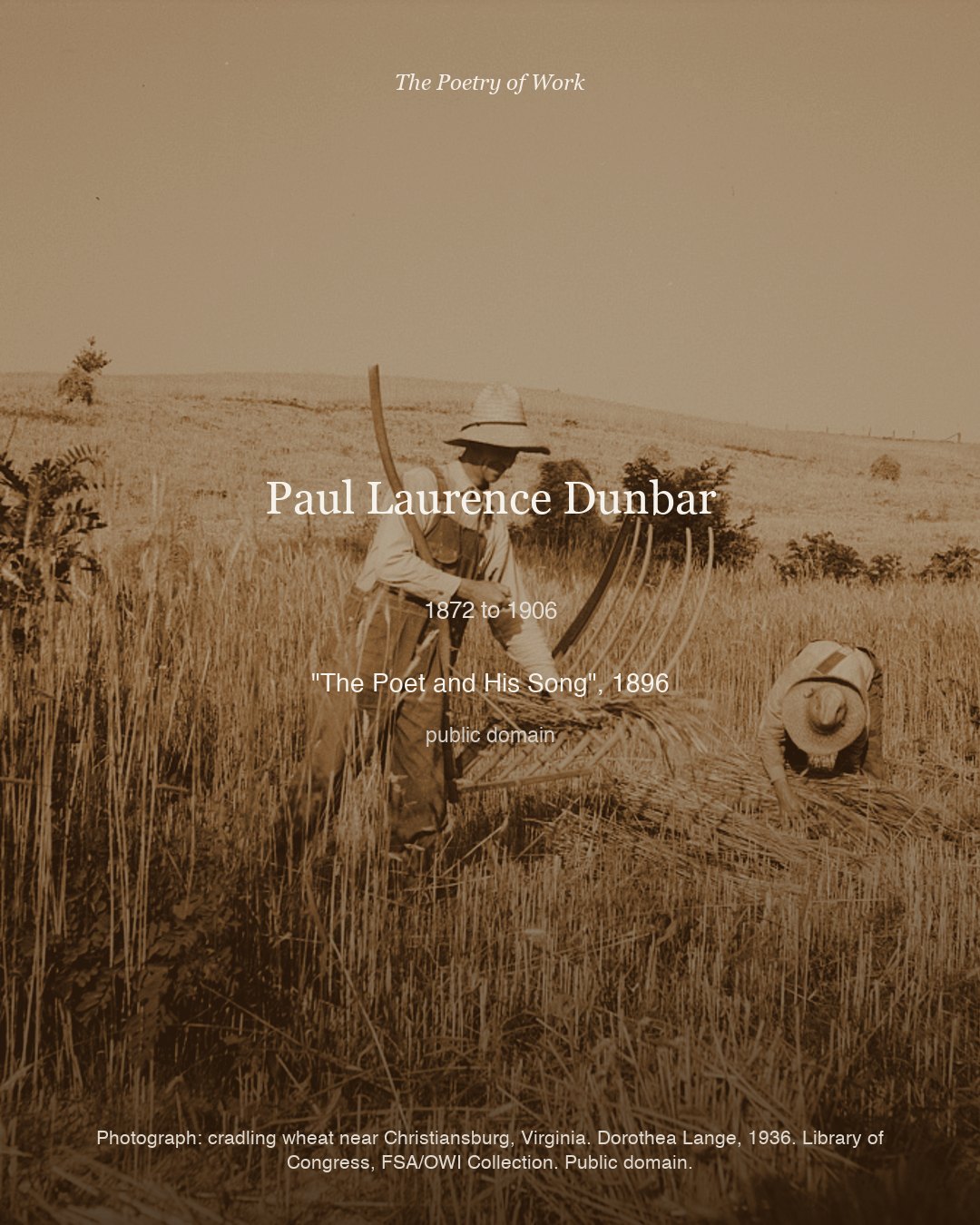 Paul Laurence Dunbar, The Poet and His Song, card 3 of 3