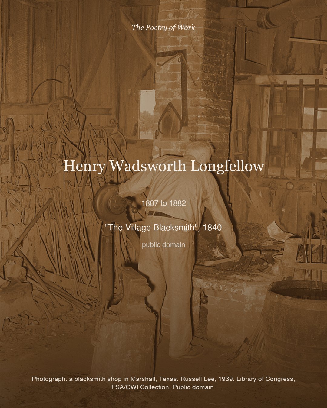 Henry Wadsworth Longfellow, The Village Blacksmith, card 3 of 3